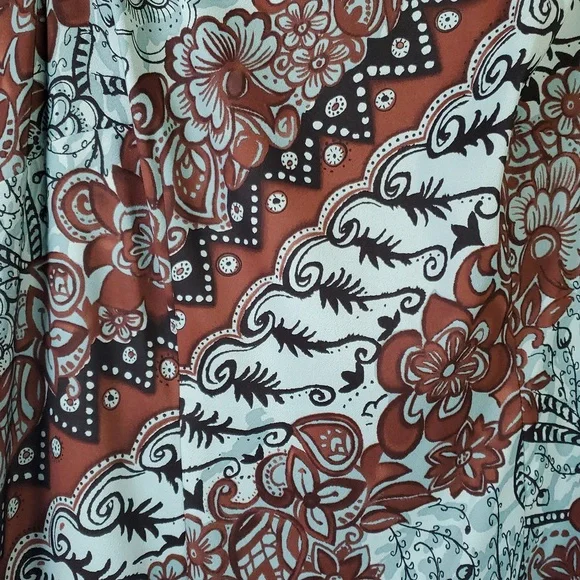 Dressbarn Grn & Brn Floral, Sleeveless Midi Dress. Size 14W - Picture 5 of 10